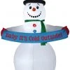 Gemmy 8' Animated Airblown Snowman W/Banner Christmas Inflatable