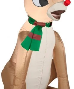 Gemmy Airblown Inflatable Inflatable Rudolph The Red Nosed Reindeer With Striped Scarf, 3.5 Ft Tall