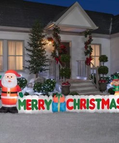 Gemmy 12' Wide Airblown Merry Christmas Sign Scene Christmas Inflatable Coming Soon