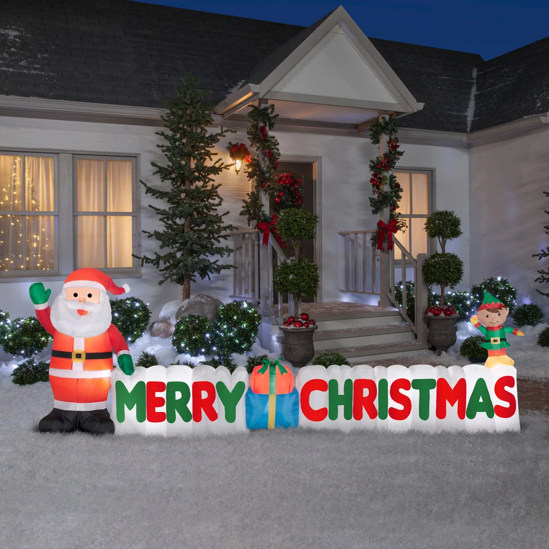 Gemmy 12' Wide Airblown Merry Christmas Sign Scene Christmas Inflatable Coming Soon 1 Gemmy 12' Wide Airblown Merry Christmas Sign Scene Christmas Inflatable Coming Soon