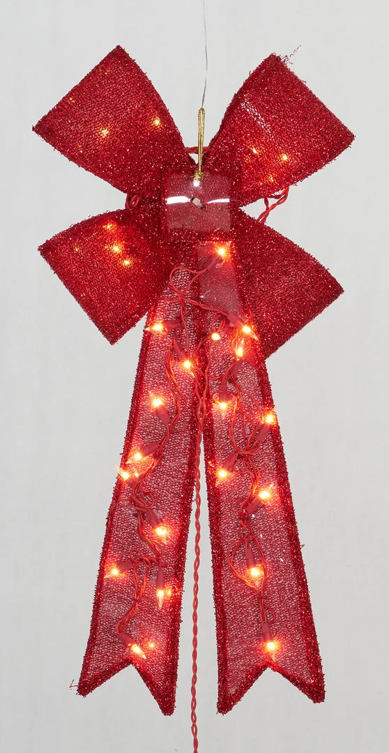 Everstar 24" UL Glittering Fabric Bow Sculpture - Red Christmas 1 Everstar 24" UL Glittering Fabric Bow Sculpture - Red Christmas