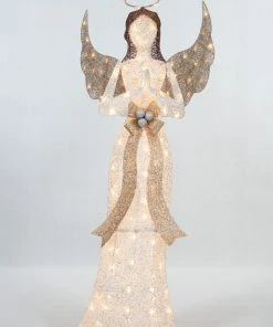 Everstar 60" UL Glittering Thread Praying Angel Sculpture Christmas