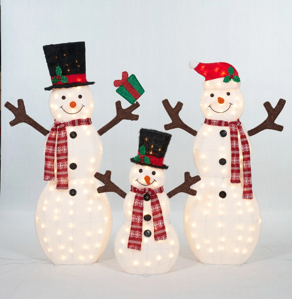 Everstar Set Of 3 UL Fluffy Snowman Family Sculpture 1 Everstar Set Of 3 UL Fluffy Snowman Family Sculpture